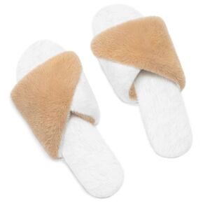 Tan and White Slippers NEW